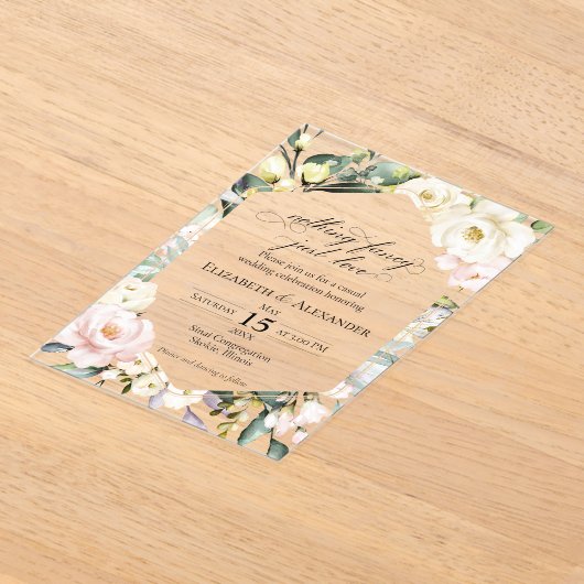 Niets fancy is gewoon liefde Bloemenfoto Boho brui Acryl Uitnodigingen (Laagn)