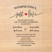 Niets Fancy is gewoon liefde elopement minimalist Acryl Uitnodigingen (Voorkant)