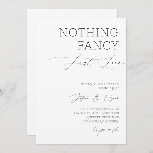 Niets Fancy is gewoon liefde minimalistische scrip Kaart (Voorkant / Achterkant)