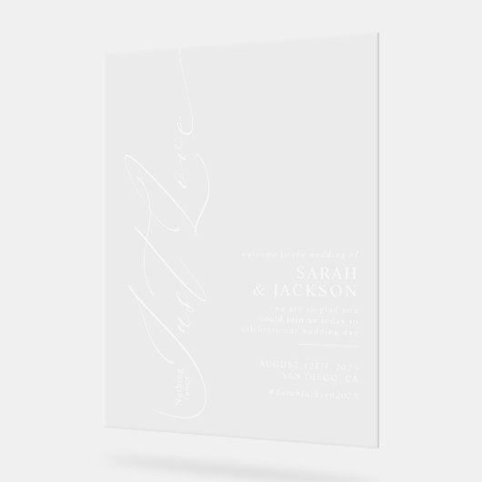 Niets Fancy is gewoon liefde moderne bruiloft welk Acryl Bord (Hoek)