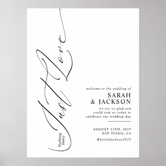Niets Fancy is gewoon liefde moderne bruiloft welk Poster (Voorkant)
