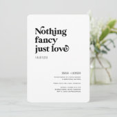 Niets fancy is gewoon liefde moderne elopement bru kaart (Staand voorkant)