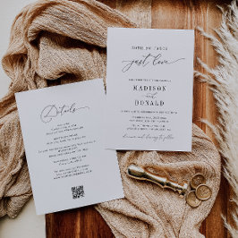 Niets fancy is gewoon liefde zwart-wit bruiloft kaart