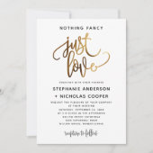 Niets Fancy Just Love Gold Script Typografie Kaart (Voorkant)