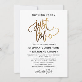 Niets Fancy Just Love Gold Script Typografie Kaart