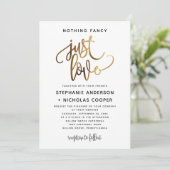 Niets Fancy Just Love Gold Script Typografie Kaart (Staand voorkant)
