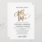 Niets Fancy Just Love Gold Script Typografie Kaart (Voorkant / Achterkant)