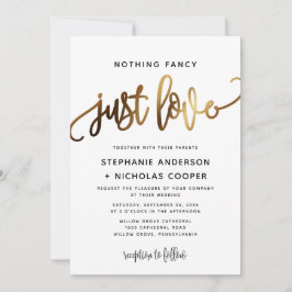 Niets Fancy Just Love Gold Script Typografie Kaart