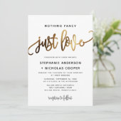 Niets Fancy Just Love Gold Script Typografie Kaart (Staand voorkant)