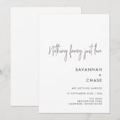 Niets Fancy Just Love Minimalist Wedding Invitat Kaart (Voorkant / Achterkant)