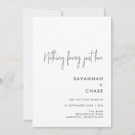 Niets Fancy Just Love Minimalist Wedding Invitat Kaart