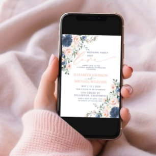 Niets Fancy Liefde Blauwe Blush Photo Weddenschap Kaart