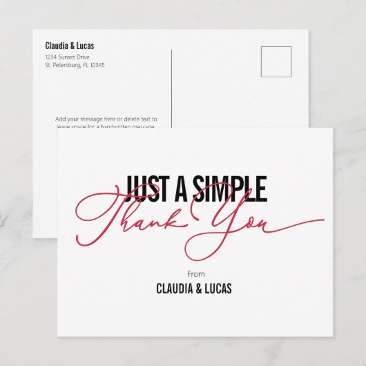 Niets Fancy Liefde Dank je wel Briefkaart (Voorkant / Achterkant)