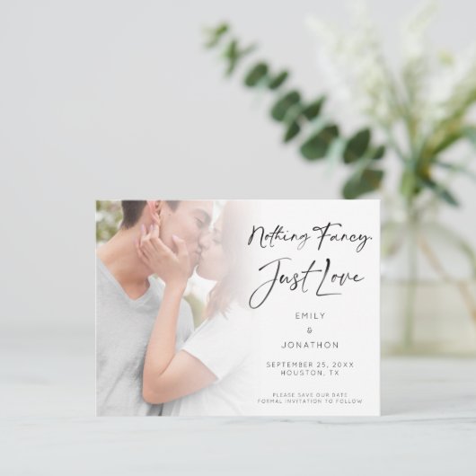 Niets Fancy Liefde Foto opslaan Datum Briefkaart (Staand voorkant)