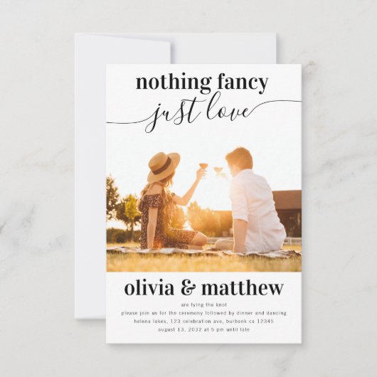 Niets Fancy Liefde Foto QR Code Weddenschap Kaart (Voorkant)