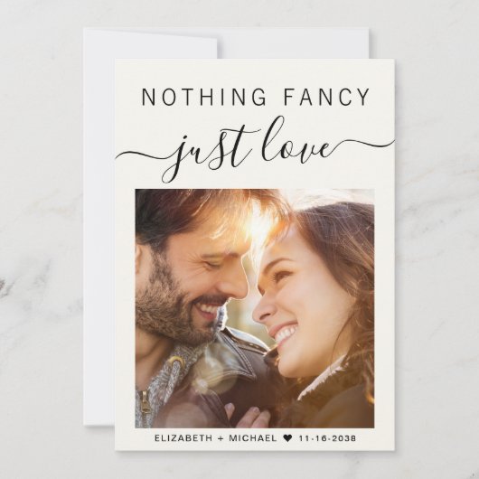 Niets Fancy Liefde Foto QR Code Weddenschap Kaart (Voorkant)