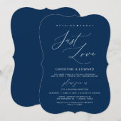 Niets Fancy liefde, Navy Blue, Wed Elopement Kaart (Voorkant / Achterkant)