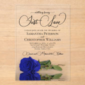 Niets Fancy Liefde Royal Blue Roos Weddenschap Acryl Uitnodigingen (Voorkant)