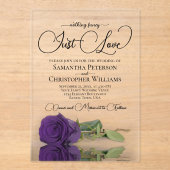 Niets Fancy Liefde Royal Paars Roos Weddenschap Acryl Uitnodigingen (Voorkant)