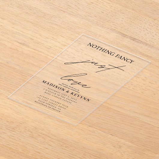 Niets Fancy Liefde Weddenschap Acryl Uitnodigingen (Laagn)