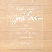 Niets Fancy Liefde Weddenschap Acryl Uitnodigingen (Voorkant)