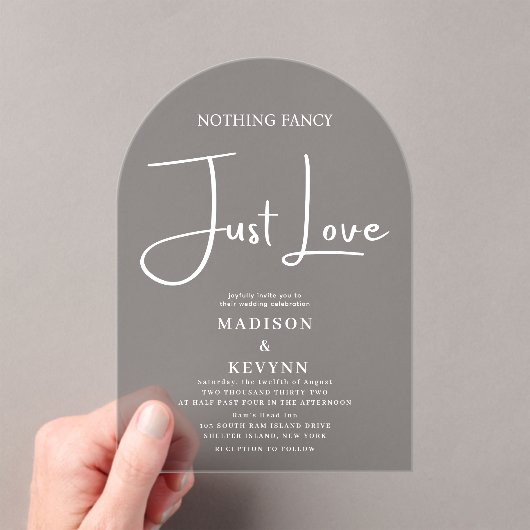 Niets Fancy Liefde Weddenschap Acryl Uitnodigingen (Insitu (Draagbaar))