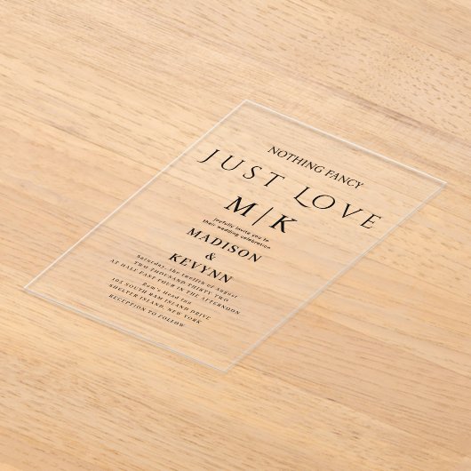 Niets Fancy Liefde Weddenschap Acryl Uitnodigingen (Laagn)