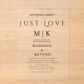 Niets Fancy Liefde Weddenschap Acryl Uitnodigingen (Voorkant)