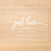 Niets Fancy Liefde Weddenschap Acryl Uitnodigingen (Voorkant)