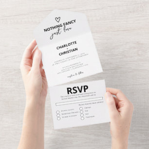 Niets Fancy Liefde Weddenschap All In One Uitnodiging