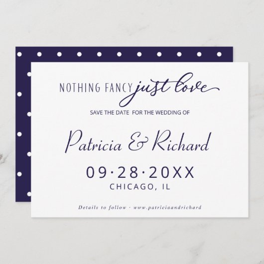 Niets Fancy Liefde Weddenschap bespaart de datum Kaart (Voorkant / Achterkant)
