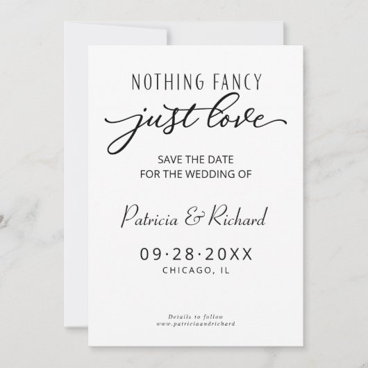 Niets Fancy Liefde Weddenschap bespaart de datum Kaart (Voorkant)