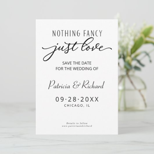 Niets Fancy Liefde Weddenschap bespaart de datum Kaart (Staand voorkant)
