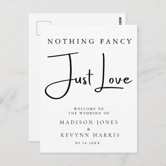 Niets Fancy Liefde Weddenschap Briefkaart (Voorkant / Achterkant)