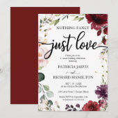 Niets Fancy Liefde Weddenschap Burgundy Floral Kaart (Voorkant / Achterkant)