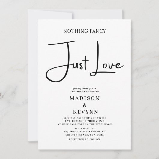 Niets Fancy Liefde Weddenschap Kaart (Voorkant)