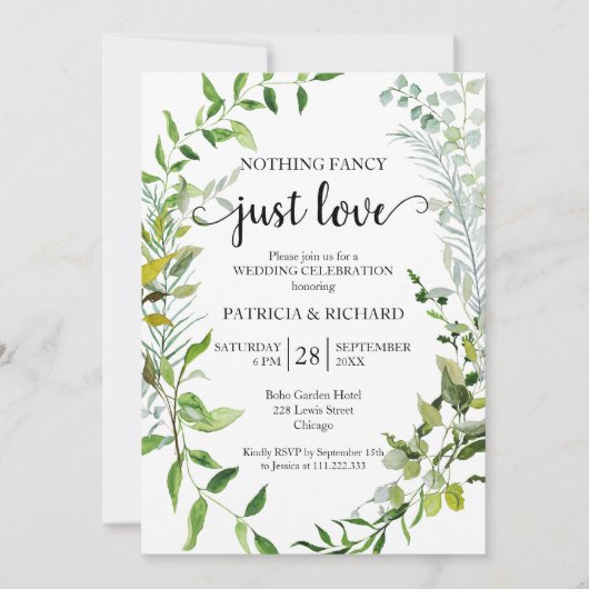 Niets Fancy Liefde Weddenschap Kaart (Voorkant)