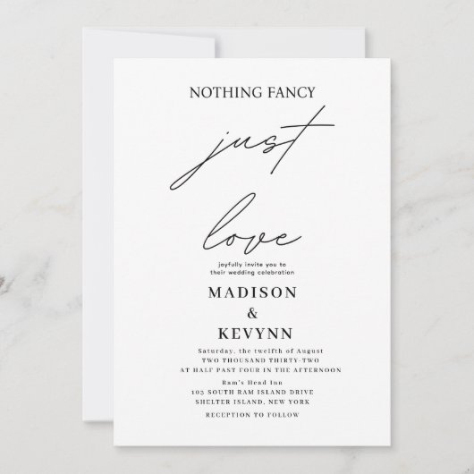 Niets Fancy Liefde Weddenschap Kaart (Voorkant)