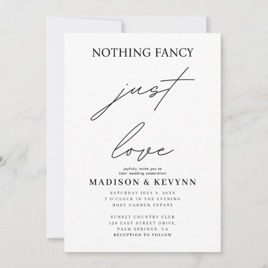 Niets Fancy Liefde Weddenschap Kaart (Voorkant)