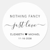Niets Fancy Liefde Weddenschap Ronde Sticker (Voorkant)