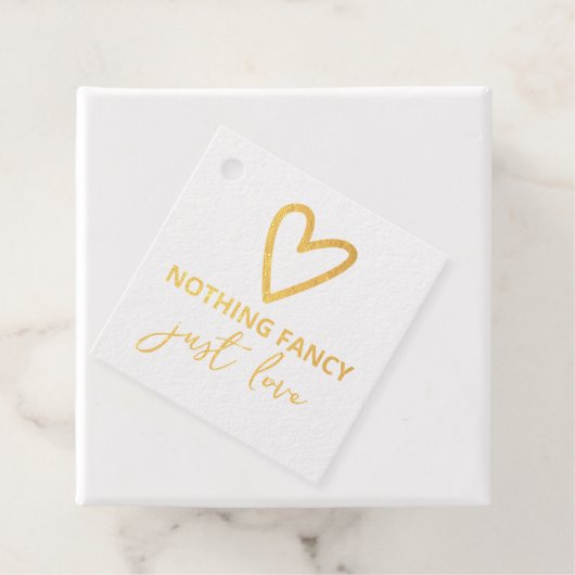 Niets Fancy, maar liefdesminimalistisch huwelijk Bedankjes Labels (Met doos)