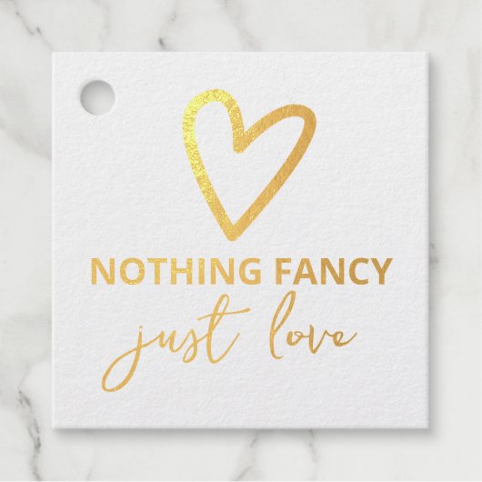 Niets Fancy, maar liefdesminimalistisch huwelijk Bedankjes Labels (Voorkant)