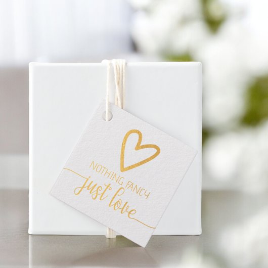 Niets Fancy, maar liefdesminimalistisch huwelijk Bedankjes Labels