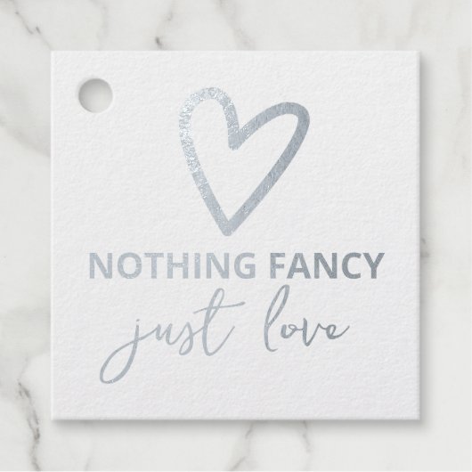 Niets Fancy, maar liefdesminimalistisch huwelijk Bedankjes Labels (Voorkant)