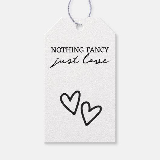 Niets Fancy, maar liefdesminimalistisch huwelijk Cadeaulabel (Voorkant)