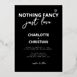 Niets Fancy, maar liefdesminimalistisch huwelijk Folie Uitnodiging