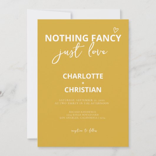 Niets Fancy, maar liefdesminimalistisch huwelijk Kaart (Voorkant)