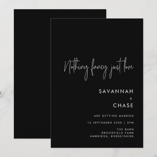 Niets Fancy, maar liefdesminimalistisch huwelijk Kaart (Voorkant / Achterkant)