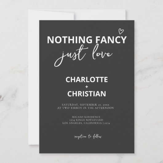 Niets Fancy, maar liefdesminimalistisch huwelijk Kaart (Voorkant)