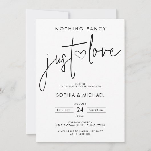 Niets Fancy, maar liefdesminimalistisch huwelijk Kaart